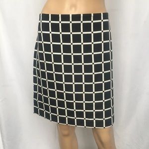 Ann Taylor White Black Checkered Windowpane Skirt